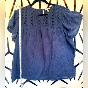 Ella Moss Dark Blue Eyelet Blouse